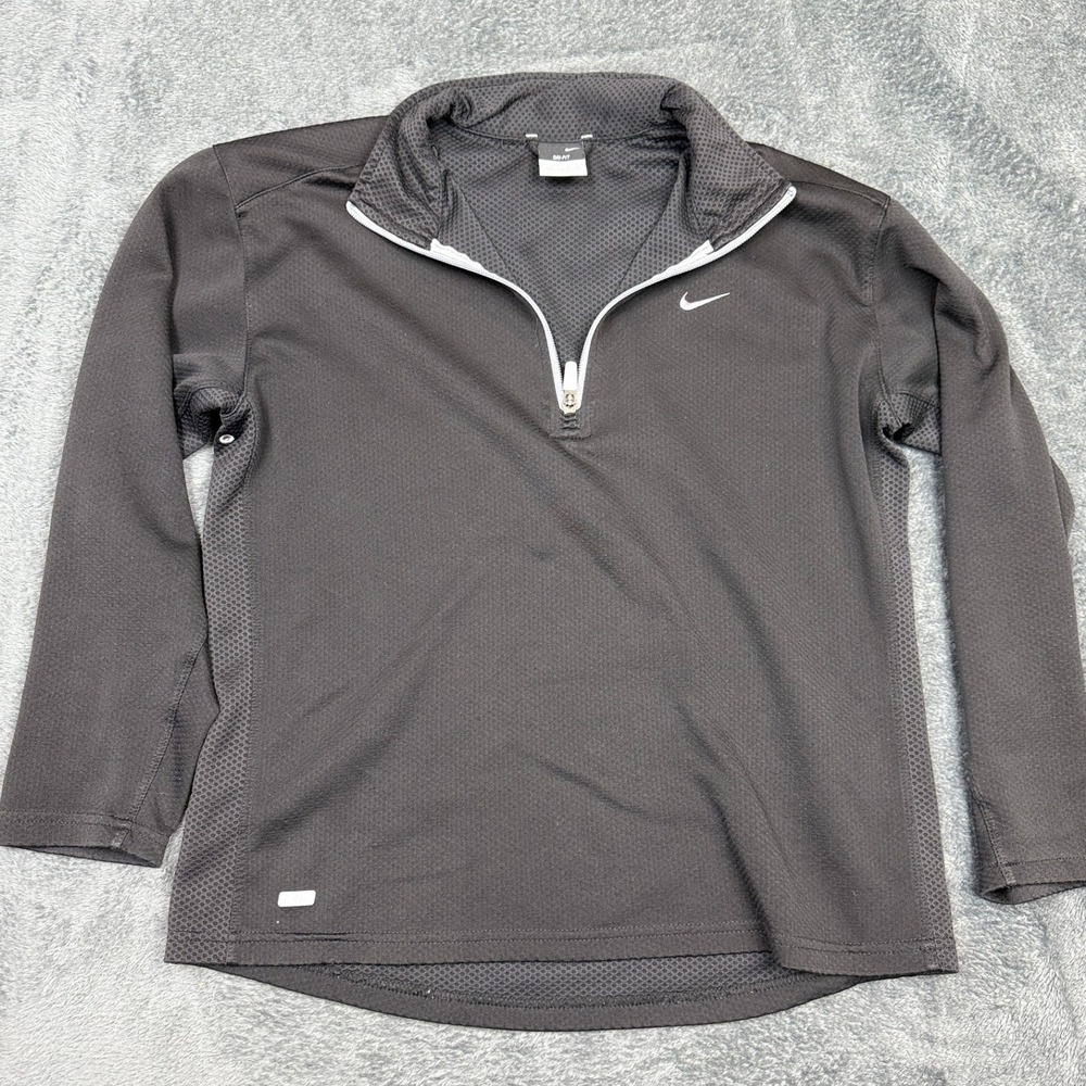 Nike Dri Fit Kids Size L 14-16‎ Long Sleeve 1/4 Zip Pullover Shirt Gray